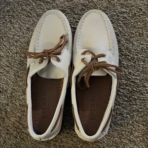 Sperry Women's White and Brown Boat Shoes